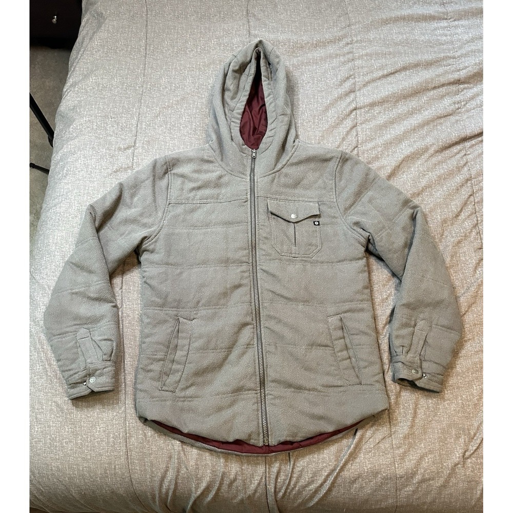 Marmot Mens Insulated Hooded Shirt Jacket M Gray Quilted Shacket Gorpcore Fall